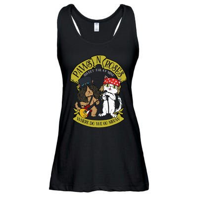 Funny Cat Paws Rock Music Gift Women Funny Cat Ladies Essential Flowy Tank