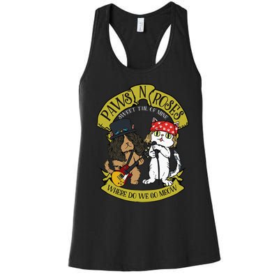 Funny Cat Paws Rock Music Gift Women Funny Cat Women's Racerback Tank