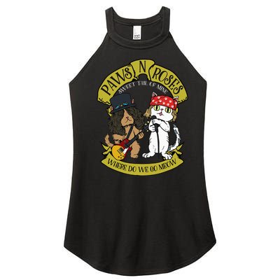 Funny Cat Paws Rock Music Gift Women Funny Cat Women’s Perfect Tri Rocker Tank