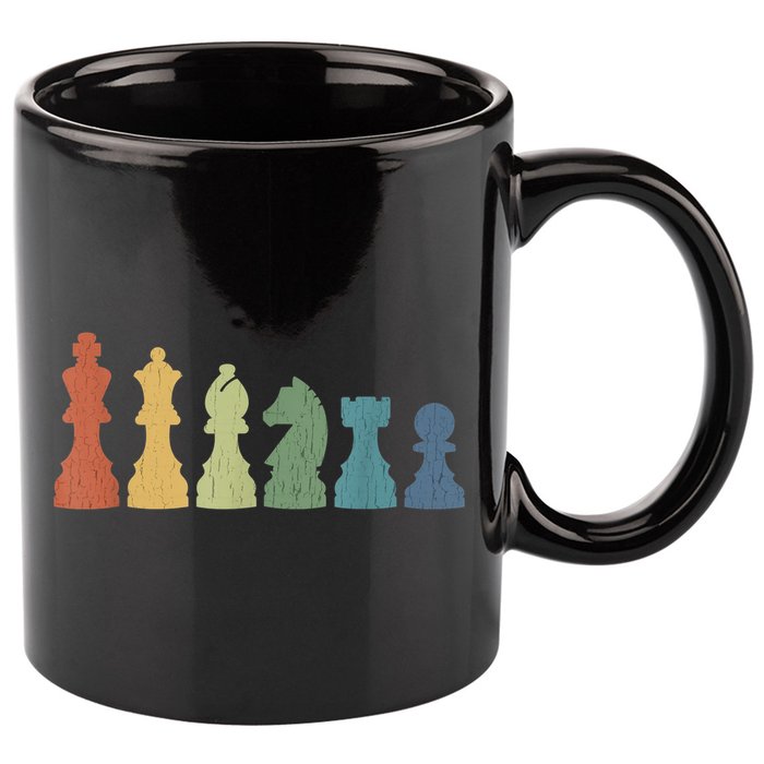 Funny Chess Pieces Board Game Lover Player Themed Chess Gift 11oz C Handle Ceramic Mug