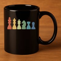 Funny Chess Pieces Board Game Lover Player Themed Chess Gift 11oz C Handle Ceramic Mug