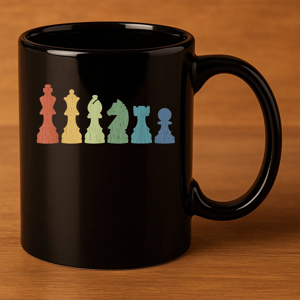 Funny Chess Pieces Board Game Lover Player Themed Chess Gift 11oz C Handle Ceramic Mug