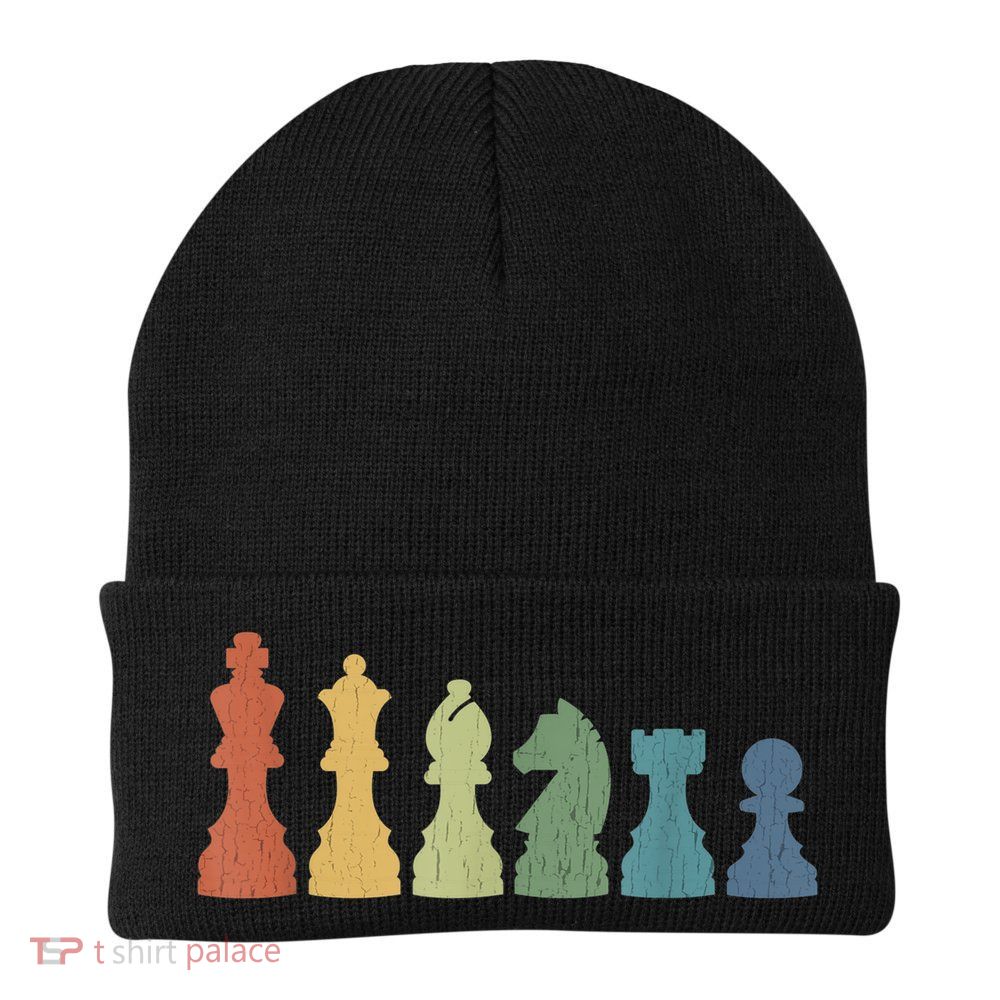 Funny Chess Pieces Board Game Lover Player Themed Chess Gift Knit Cap Winter Beanie