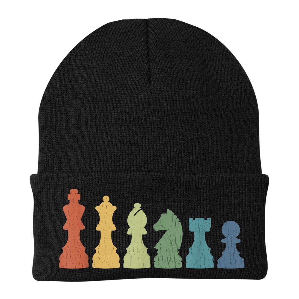 Funny Chess Pieces Board Game Lover Player Themed Chess Gift Beanie