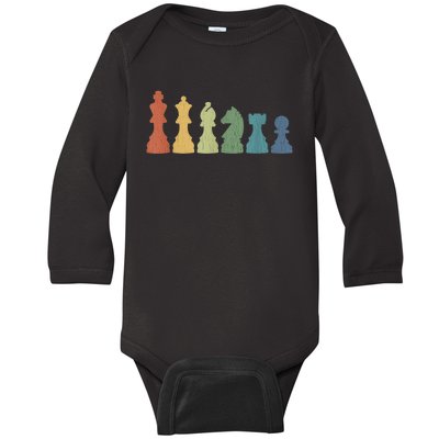 Funny Chess Pieces Board Game Lover Player Themed Chess Gift Baby Long Sleeve Bodysuit