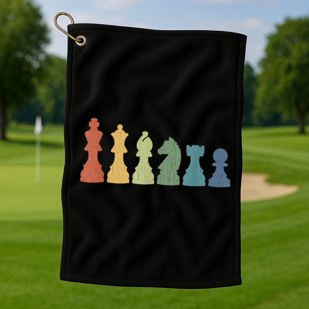 Funny Chess Pieces Board Game Lover Player Themed Chess Gift Golf Towel
