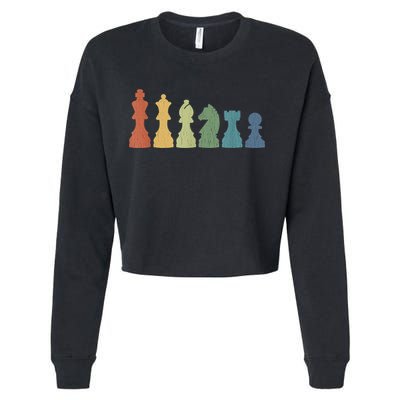 Funny Chess Pieces Board Game Lover Player Themed Chess Gift Cropped Pullover Crew