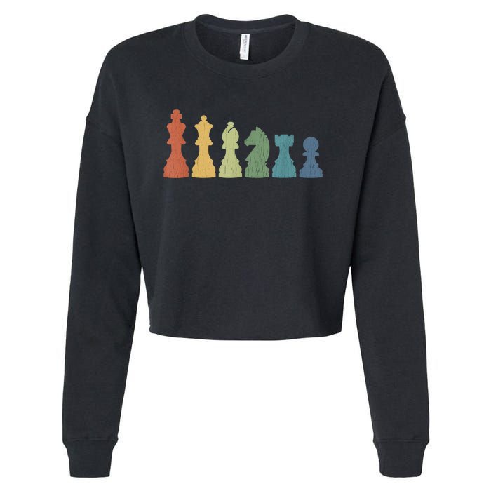 Funny Chess Pieces Board Game Lover Player Themed Chess Gift Cropped Pullover Crew