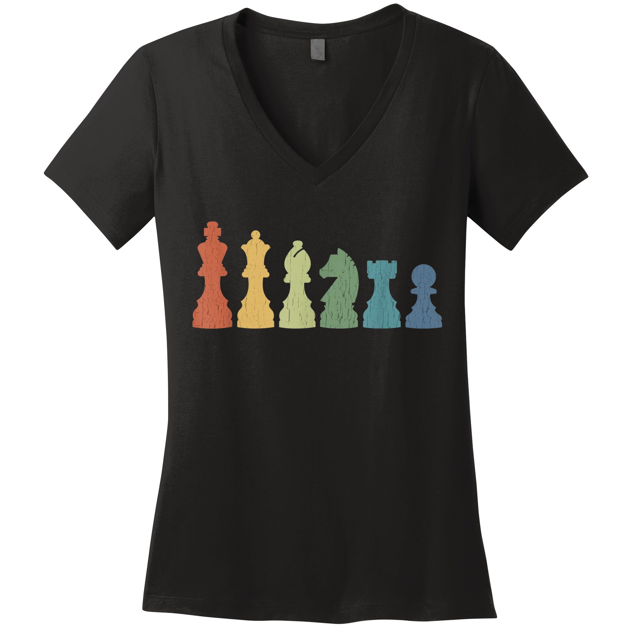 Funny Chess Pieces Board Game Lover Player Themed Chess Gift Women's V-Neck T-Shirt