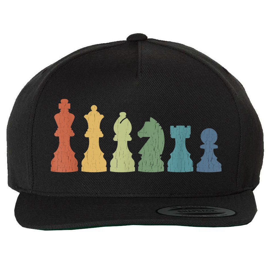 Funny Chess Pieces Board Game Lover Player Themed Chess Gift Wool Snapback Cap