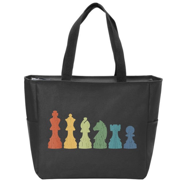 Funny Chess Pieces Board Game Lover Player Themed Chess Gift Zip Tote Bag