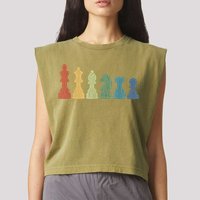 Funny Chess Pieces Board Game Lover Player Themed Chess Gift Garment-Dyed Women's Muscle Tee