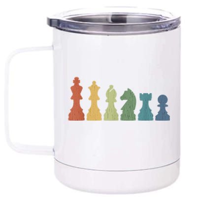 Funny Chess Pieces Board Game Lover Player Themed Chess Gift 12 oz Stainless Steel Tumbler Cup