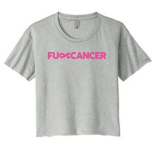 Fuck Cancer Pink F U Fu Pink Ribbon Cancer Awareness Symbol Gift Women's Crop Top Tee