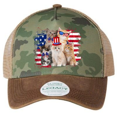 Funny Cat Patriotic USA Cat Lovers Cat Moms 4th July Legacy Tie Dye Trucker Hat