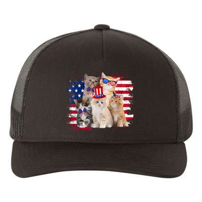 Funny Cat Patriotic USA Cat Lovers Cat Moms 4th July Yupoong Adult 5-Panel Trucker Hat