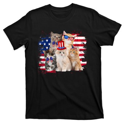 Funny Cat Patriotic USA Cat Lovers Cat Moms 4th July T-Shirt