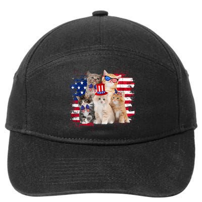 Funny Cat Patriotic USA Cat Lovers Cat Moms 4th July 7-Panel Snapback Hat