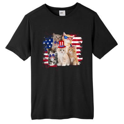 Funny Cat Patriotic USA Cat Lovers Cat Moms 4th July Tall Fusion ChromaSoft Performance T-Shirt