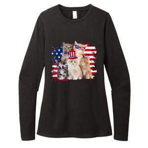 Funny Cat Patriotic USA Cat Lovers Cat Moms 4th July Womens CVC Long Sleeve Shirt