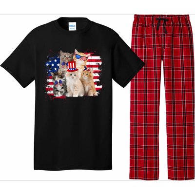 Funny Cat Patriotic USA Cat Lovers Cat Moms 4th July Pajama Set