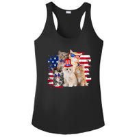 Funny Cat Patriotic USA Cat Lovers Cat Moms 4th July Ladies PosiCharge Competitor Racerback Tank