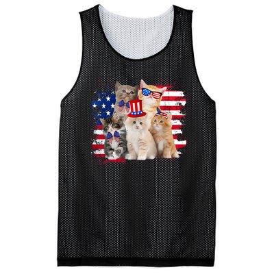 Funny Cat Patriotic USA Cat Lovers Cat Moms 4th July Mesh Reversible Basketball Jersey Tank