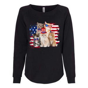 Funny Cat Patriotic USA Cat Lovers Cat Moms 4th July Womens California Wash Sweatshirt