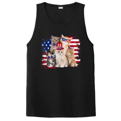 Funny Cat Patriotic USA Cat Lovers Cat Moms 4th July PosiCharge Competitor Tank