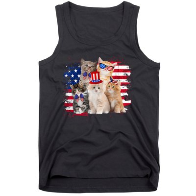 Funny Cat Patriotic USA Cat Lovers Cat Moms 4th July Tank Top