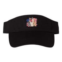 Funny Cat Patriotic USA Cat Lovers Cat Moms 4th July Valucap Bio-Washed Visor