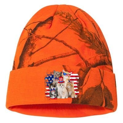 Funny Cat Patriotic USA Cat Lovers Cat Moms 4th July Kati Licensed 12" Camo Beanie