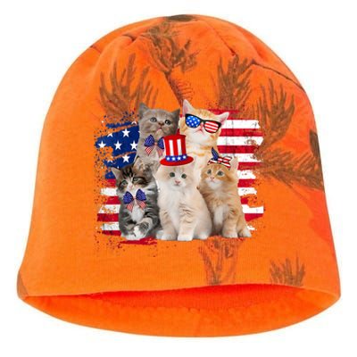 Funny Cat Patriotic USA Cat Lovers Cat Moms 4th July Kati - Camo Knit Beanie