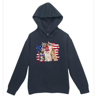 Funny Cat Patriotic USA Cat Lovers Cat Moms 4th July Urban Pullover Hoodie