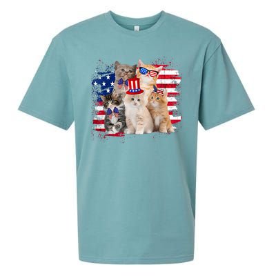 Funny Cat Patriotic USA Cat Lovers Cat Moms 4th July Sueded Cloud Jersey T-Shirt