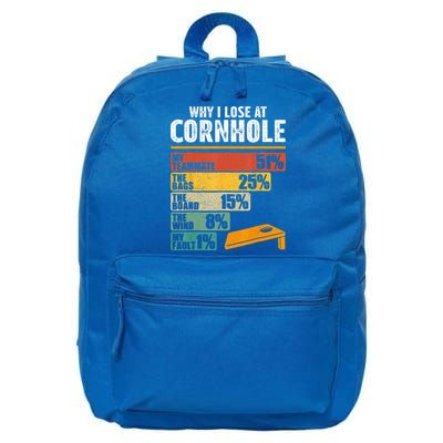 Funny Cornhole Player Why I Lose At Cornhole 16 in Basic Backpack