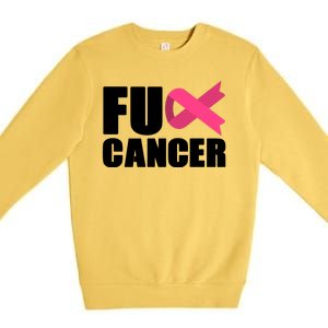 FU Cancer Pink Ribbon Breast Cancer Awareness Premium Crewneck Sweatshirt