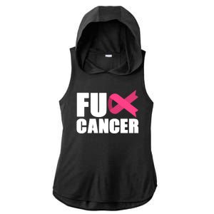 FU Cancer Pink Ribbon Breast Cancer Awareness Ladies PosiCharge Tri-Blend Wicking Draft Hoodie Tank