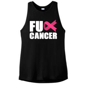 FU Cancer Pink Ribbon Breast Cancer Awareness Ladies PosiCharge Tri-Blend Wicking Tank