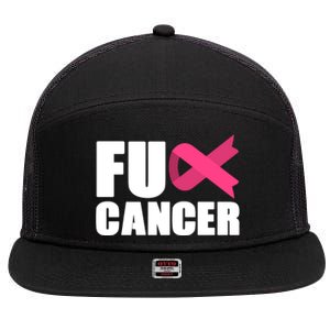 FU Cancer Pink Ribbon Breast Cancer Awareness 7 Panel Mesh Trucker Snapback Hat