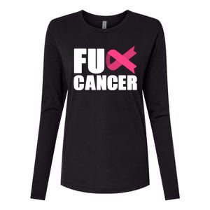 FU Cancer Pink Ribbon Breast Cancer Awareness Womens Cotton Relaxed Long Sleeve T-Shirt