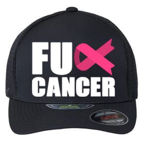 FU Cancer Pink Ribbon Breast Cancer Awareness Flexfit Unipanel Trucker Cap