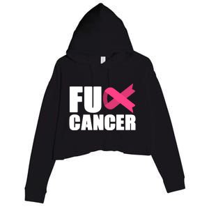 FU Cancer Pink Ribbon Breast Cancer Awareness Crop Fleece Hoodie