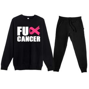 FU Cancer Pink Ribbon Breast Cancer Awareness Premium Crewneck Sweatsuit Set