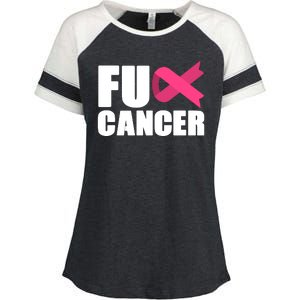 FU Cancer Pink Ribbon Breast Cancer Awareness Enza Ladies Jersey Colorblock Tee