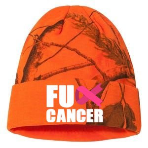 FU Cancer Pink Ribbon Breast Cancer Awareness Kati Licensed 12" Camo Beanie