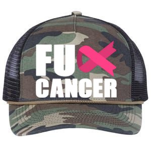 FU Cancer Pink Ribbon Breast Cancer Awareness Retro Rope Trucker Hat Cap