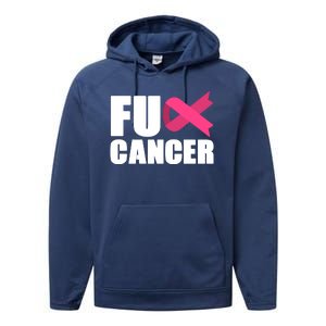 FU Cancer Pink Ribbon Breast Cancer Awareness Performance Fleece Hoodie