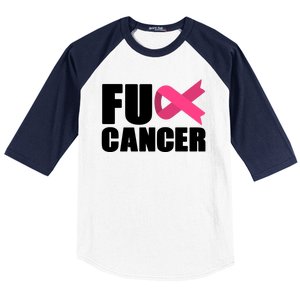 FU Cancer Pink Ribbon Breast Cancer Awareness Baseball Sleeve Shirt