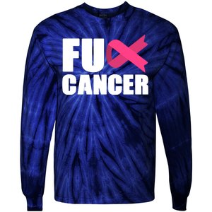 FU Cancer Pink Ribbon Breast Cancer Awareness Tie-Dye Long Sleeve Shirt